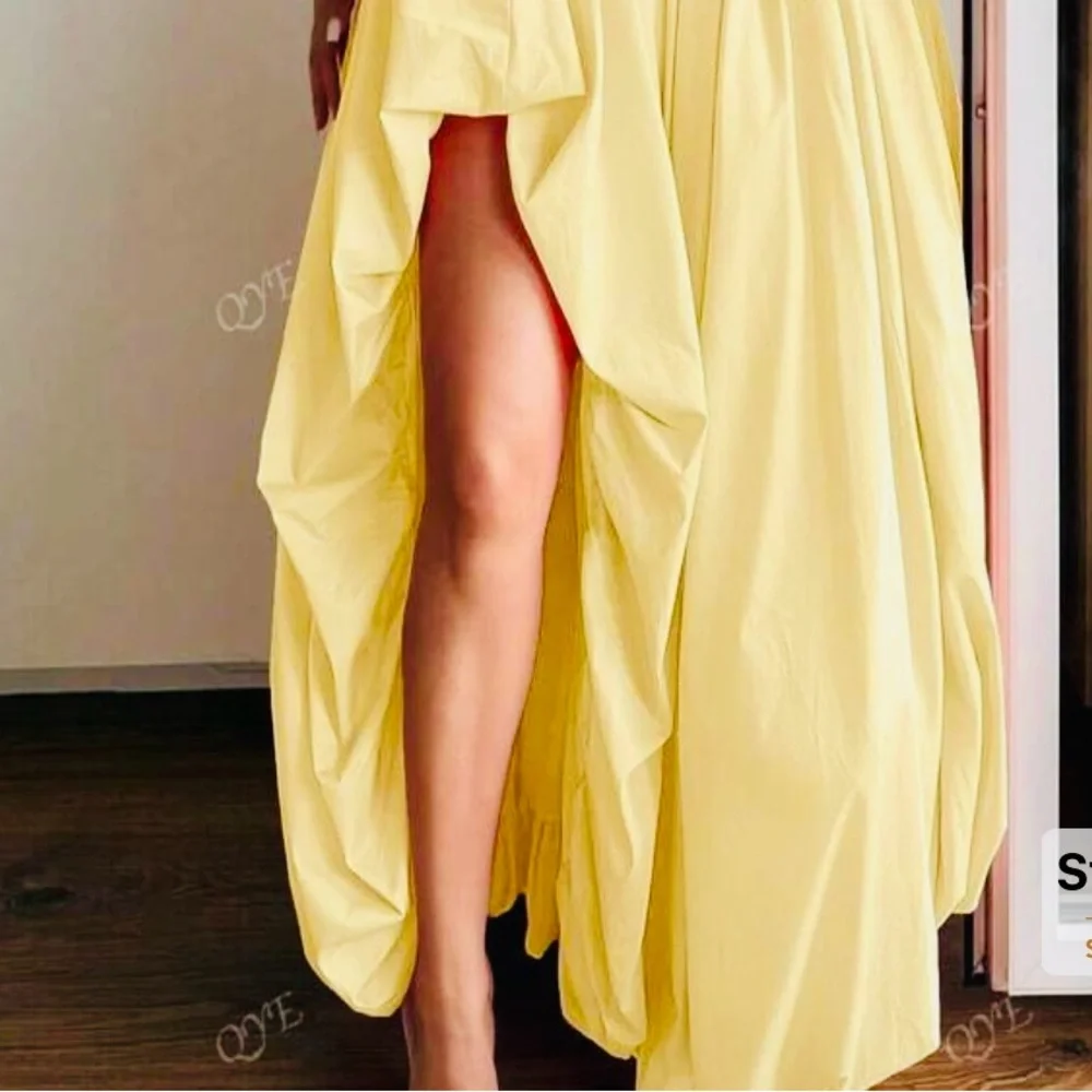YELLOW LONG Elegant Strapless Evening Gown - Picture 4 of 16